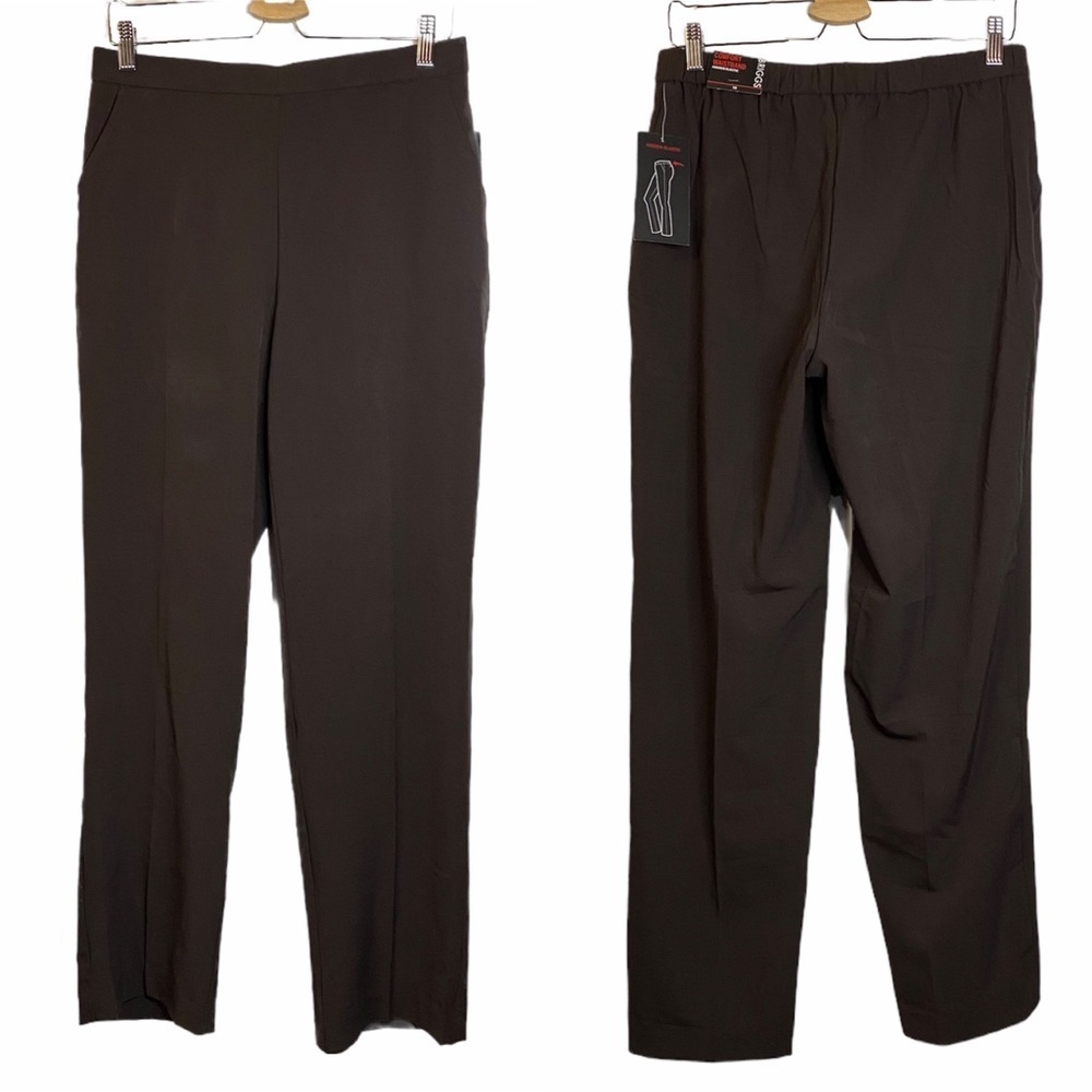 Briggs New York Brown Stretch Straight Leg Dress Pants 10 Career Business